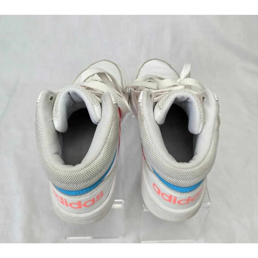 Adidas Hoops 3.0 Mid Top Sneakers Youth Size 3 White Peach SHW 675001